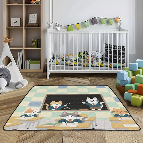 EtherSpher 50'' 50''alfombras Cats Study School Cartoon Cute Large Stylish Baby Playmat for Floor Lightweight Foldable