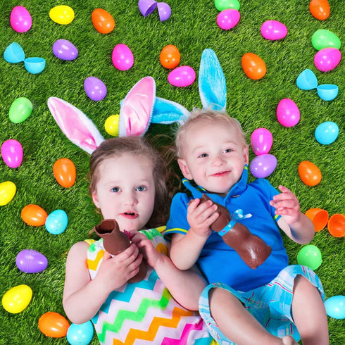 518 -2.36" 18 NEWBEA Easter Eggs Bright Colors Plastic Easter Eggs Empty Include Golden Eggs Perfect for Eggs