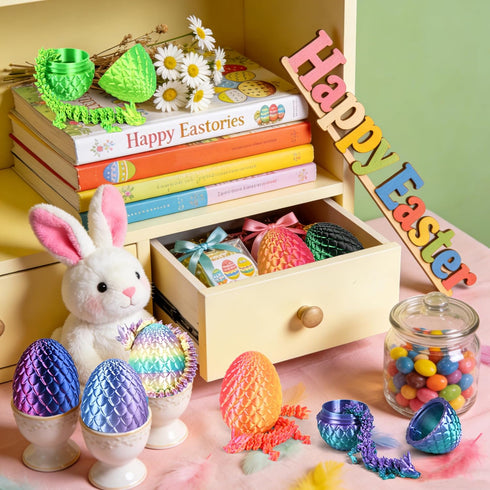 24PCS 3D Impossmaker Printed Dragon Eggs, Prefilled Easter Dragon Egg with Dragon Toy for Basket Stuffers, Unique