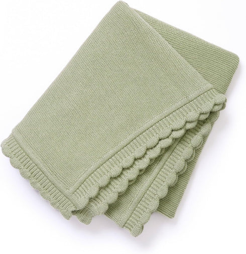 Cozy 40x30 Inch Baby Blanket Warm Newborn Swaddle Receiving Knit Blanket Soft Stretchable for Boys Girls Sage Green