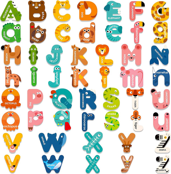 Magnetic Letters Toys for Toddlers, 26PCS Uppercase + 26PCS Lowercase Educational Alphabet Magnets