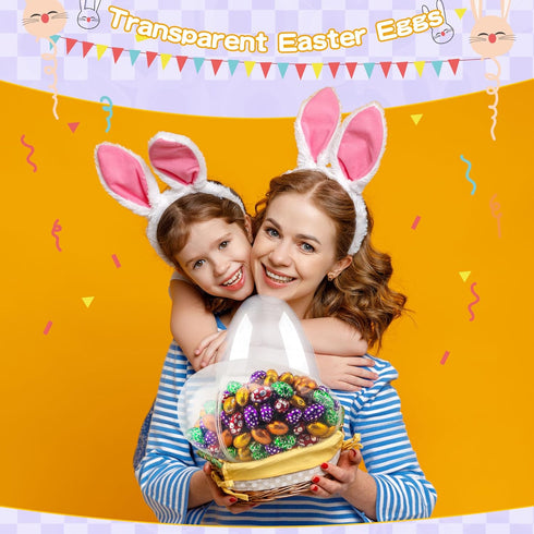 Restroma 12 Inch/ 10 Inch/ 8 Inch 4/5/ 6/7 (4 (10 Inch)) Giant Clear Easter Eggs Fillable Pcs Jumbo Plastic Easter Eggs