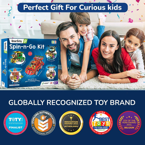 20in1 6-7-8-9-10-11-12 6-12 Smartivity Spin-n-Go Kit for Kids Ages I Build a Moving Robot, CAR, Airplane & More I