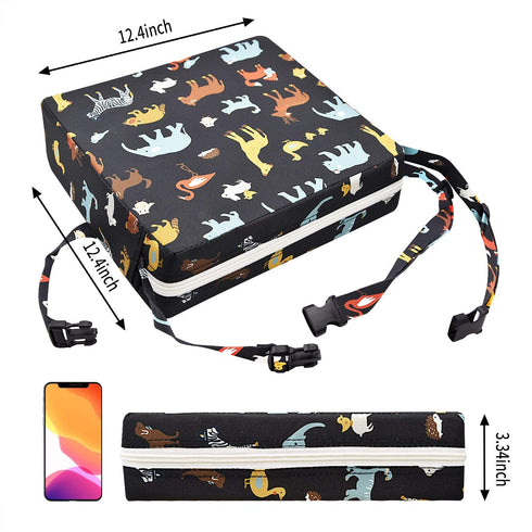 2 Toddler Booster Seat Dining, Cartoon Canvas Washable Straps Safety Buckle Kids Booster Seat for Dining Table