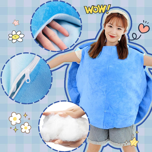 40 Inch Wearable Turtle Shell Pillow, Giant Tortoise Plush Toy Costume, Funny Dress Up (Blue)