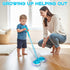 BLAXTEM Kids Electric Spray Spin Mop Toy, Rechargeable Cordless Electric Mop W/ LED Headlight & Water Sprayer