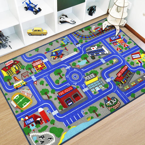 Capslpad Kids Rug Educational Play Rug, 5.2'x3.3' Traffic Road Kids Play Car Mat for Playroom and Nursery Room Decor