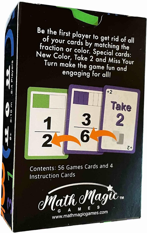 Fractions Wild - Match Fraction Number or Color to Get Rid of All Your Cards! Easy Math Game for Grades 3-6
