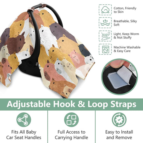 Mazeann Cute Capybaras Car Seat Cover Baby Breathable Soft Infant Carseat Covers Canopies Babies Carrier Covers