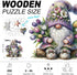 200pcs 10.6'' 9.8'' Gnome Wooden Puzzles for Adults, Wooden Jigsaw Puzzles for Adults, Gnome Flowers Unique Shaped