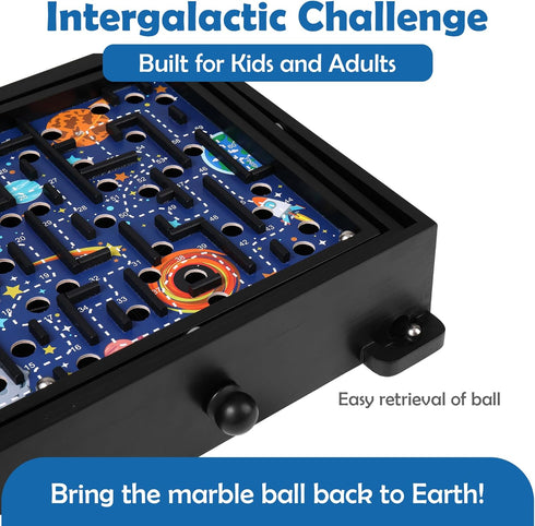 STERLING Games Wooden Labyrinth Space Shuttle Theme, Tilt Maze Game with Marble Ball for Ages 6 and Up