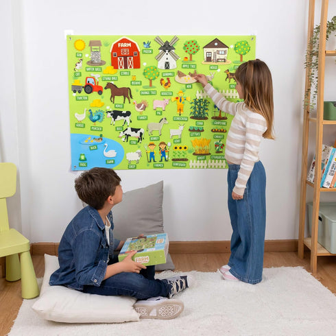 92 3-8 BONNYCO Felt Board for Toddlers with Animal Farm Figures. Montessori and Sensory Toys, Birthday Gifts for Kids