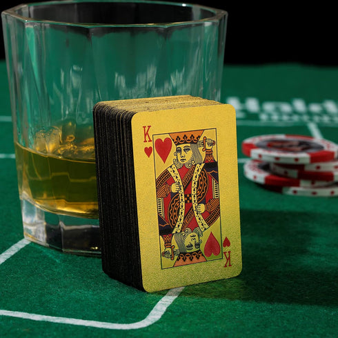 Mini Playing Cards, 2 Deck Cool Gold Poker Cards, Miniature Waterproof Foil Poker Cards for Teens and Adults