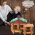 90 Set, 3 4 5 6 Wondertoys Pieces Classic Wood Cabin Logs Building Log Toy for Children, Farm House Construction