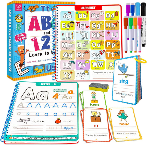 Preschool Learning Activities Number Letter Tracing Book, Pre Kindergarten Workbook for Kids, Montessori Educational
