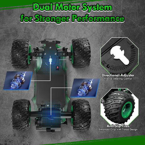 1:18 20KM/H, 2WD, 2.4GHz, 4-7 8-12, Remote Control Car, Rc Cars, All-Terrain RC Truck with LED Light, Rechargeable