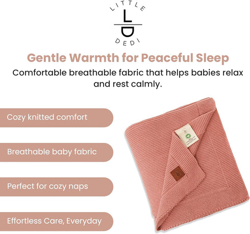 70% 30% 30x40 Inch, Baby Knitted Blanket Organic Cotton Tencel Soft Breathable Swaddle & Receiving Blanket for Newborns