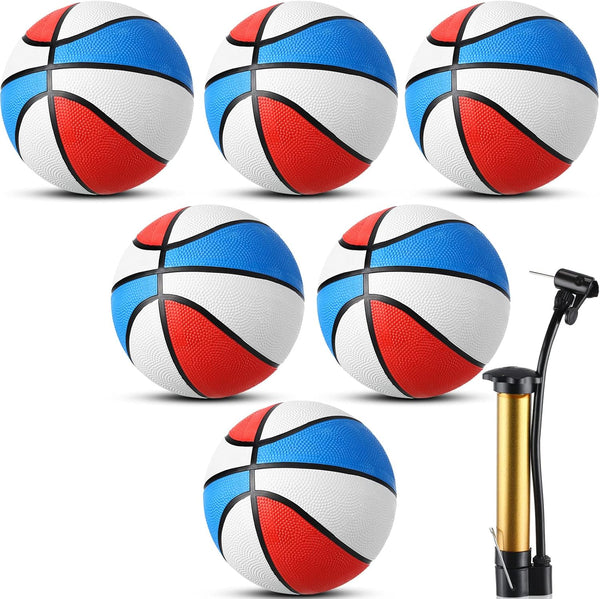 Lenwen Vinsot 6 Pack Mini Basketballs with Pump, 6 Inch Set for Small Hoops Basketball Game