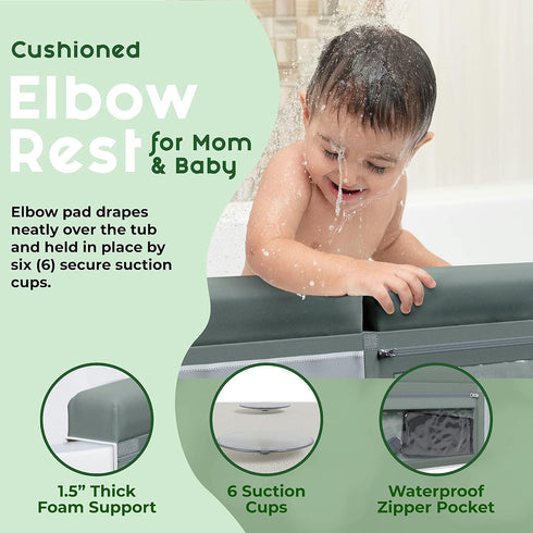 Elbow Set 4 Comfortable Baby Bath Kneeler and Rest Pad - Kneeling Pad Bath Mat with Toy Organizer Pockets,Non-Slip Baby