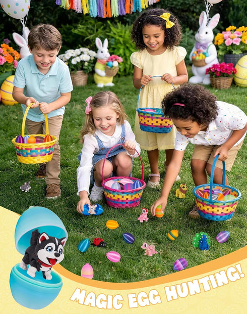 YILCER 3D 3D Set Mini Printed Animals with Eggs Flexible Articulated Fidget Wigglitz Toys Animals Figurines Cute Pocket