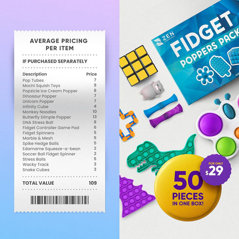 Pack 50 8-12, Fidget Poppers Pcs Fidget Toys, Party Favors for Kids Stocking Stuffers, Bulk Sensory Toys for Classroom