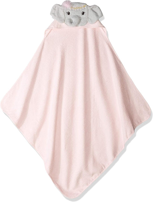 Little Treasure Unisex Baby Cotton Animal Face Hooded Towel - Blossom Elephant, One Size