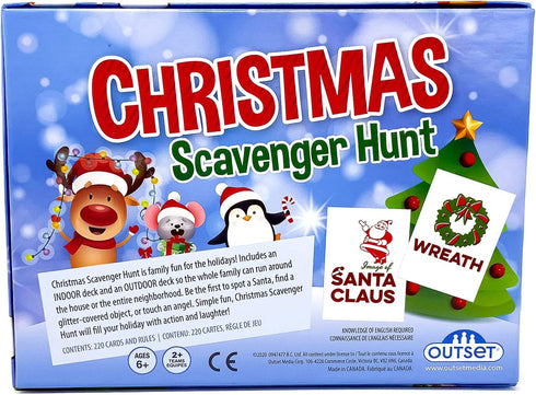 Outset Media Christmas Scavenger Hunt Game - 220 Cards, Christmas Themed Party Game for 2+ Players Ages 6+