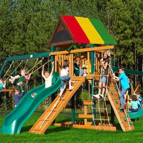 Swing Set Replacement Tarp, 52" x 89" Waterproof Canopy Cover for Kids Playground Roof, Outdoor Swing (Green&Blue&Red)