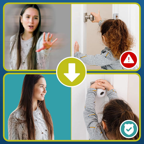 Child Safety Door Knob Cover (4 Pack), Hard-to-Remove Dual-Lock Covers for Kids, Reusable Baby Proof Locks