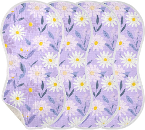 decor gift 4 Pack 22x11in Cotton Neutral Burp Cloths Easy Care Sunflower Pastel Purple Yellow Baby spit up Cloth