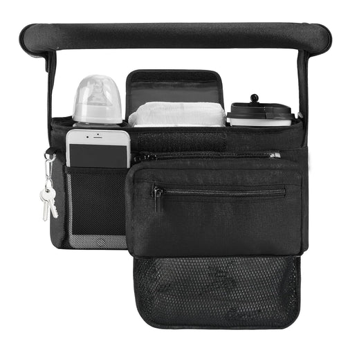Momcozy Stroller Organizer - Fits All Strollers with 2 Non-Slip Stickers and 2 Detachable Mesh Bags