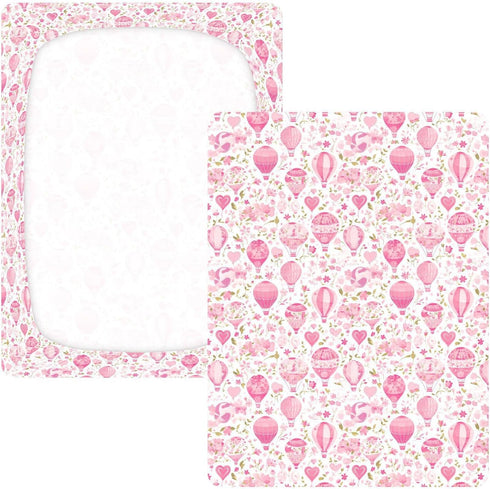 miaozhen 1 Pack 52x28 Cotton Baby Crib Sheets Soft Hot Balloon White and Peach Toddler Mattresses for Nursery Decor