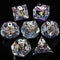 DND Sharp Edge Polyhedral Dice Set, Mini Planet Dice for Dungeons and Dragons, Handmade Peachy Galaxy