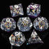 DND Sharp Edge Polyhedral Dice Set, Mini Planet Dice for Dungeons and Dragons, Handmade Peachy Galaxy