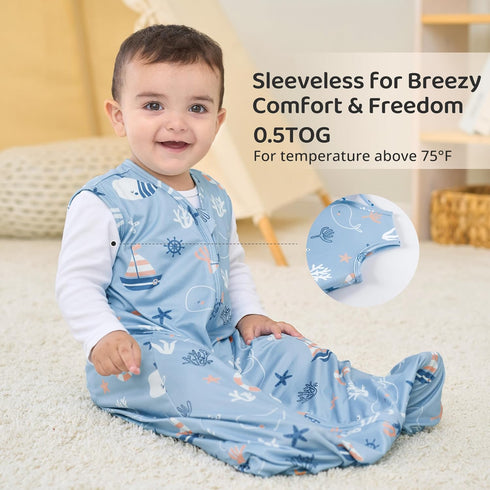 0-6 0.5 2-Way 2 Pack, Baby Sleep Sack Months, TOG Wearable Blanket for Baby Boy and Girl, Zipper Newborn and Infant