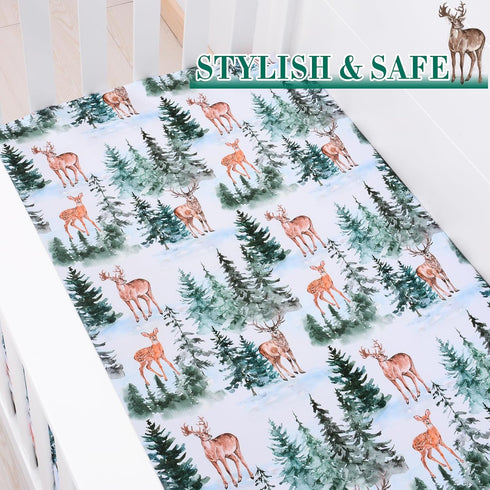 1 28x52 Inch JISEN Fitted Crib Sheets Piece Soft Breathable Baby Crib Sheets for Standard Crib and Toddler Mattress