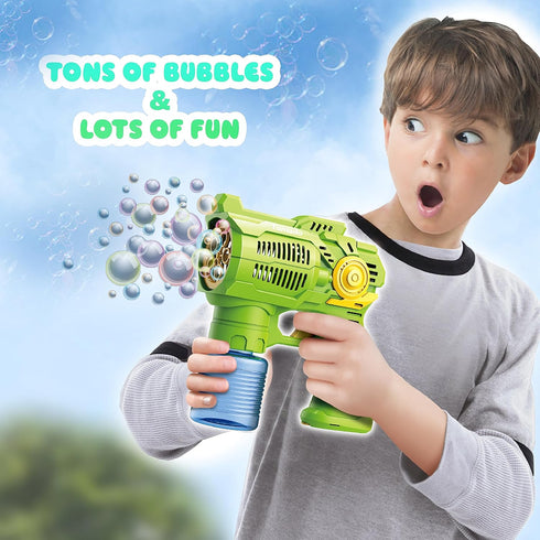 Bubble Guns Set of 2 - High Efficiency Bubbles Toys with Batteries and Refill Solutions for Indoor & Outdoor Play
