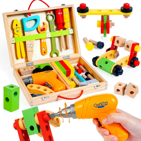 KIDWILL Kids Tool Set with Electric Drill & DIY Stickers, Toddler Tool