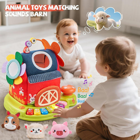 6-12 7 4 6 12 6 7 8 9 Vanvimen Musical Baby Toys Months, Surprise Barn with PCS Stuffed Farm Animals, Mode Sound