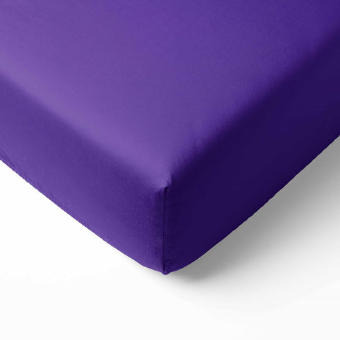 Bacati Solid Purple Fitted Crib Sheet - 28" x 52", Soft Breathable 100% Cotton for Girls