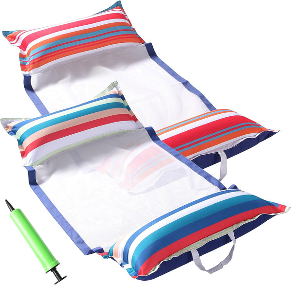FindUWill Fabric Pool Hammock Floats 2 Pack, XL, Inflatable Water Hammocks 4-in-1