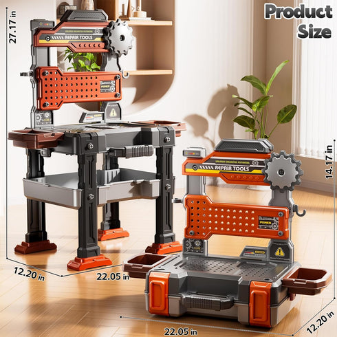 2 1 Set 3-5, 145 Toolbox 3 4 5 6 in Workbench Tools Toys with Sound for Toddlers Aged PCS Educational Construction