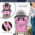 Jihqo Backpack 10L Diaper Bag Pink Polka Dots Bows Travel Diaper Bags for Women, Functional Baby Changing Bag