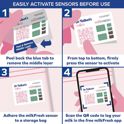 Talbot's 20 Count Dr. Mom MilkFresh Breastmilk Freshness Sensors - Pairs with App to Monitor Time and Temperature