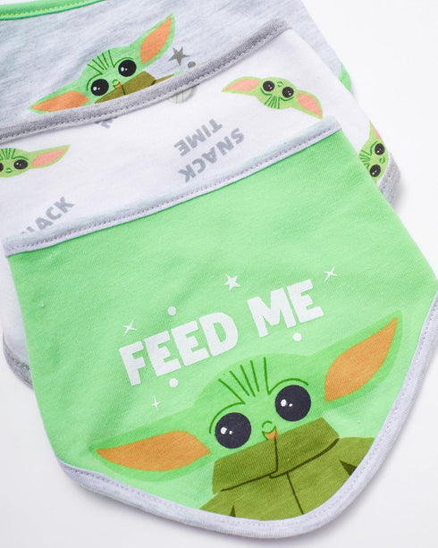 STAR WARS Baby Boys Baby Yoda Bandana Bibs - 3 Pack Set for Feeding, Teething, Drooling (Green/White/Grey)