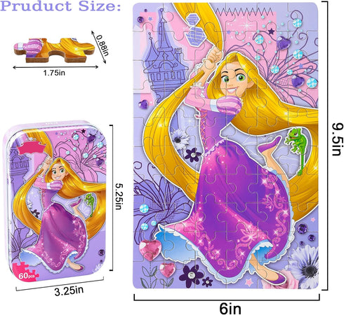 LELEMON Puzzles for Kids Ages 4-8, 60 Piece Jigsaw Puzzles for Ages 3-5, Educational Learning Games in Metal Box