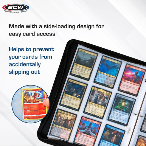 BCW Double-Sided 9-Pocket Pages Holder, 50 White Pages for Trading Card Binder Sheets, Secure Side Loading Card Storage