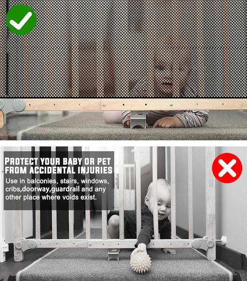 Stairway Net Baby Gate for Stairs - No Drilling Safety Banister Guard Rail Net, 18 ft L x 2.66 ft H for Child, Small