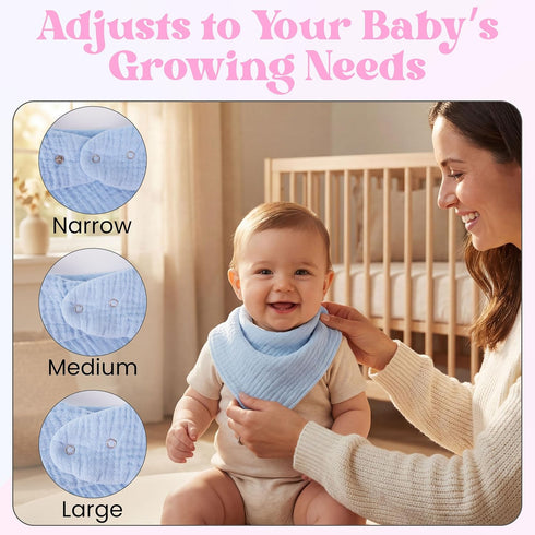100% Mre & Moi Muslin Baby Bandana Bibs Cotton, Soft & Absorbent Drool & Teething Bibs