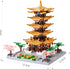Set 14+ 2200 JXRLMB Chinese Ancient Famous Architecture Micro Building Blocks for Adults Yellow Crane Tower with Sakura